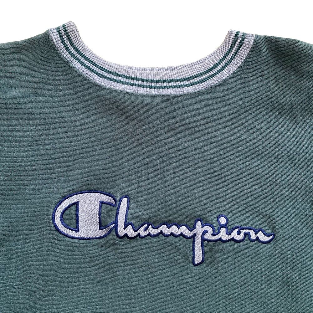90s Champion Reverse Weave Sweatshirt Crewneck XL Green Ringer Logo Spellout